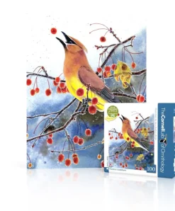 New York Puzzle Christmas & Winter | Botanical, Garden & Farm | Cedar Waxwing Mini 100 Piece Mini Puzzle
