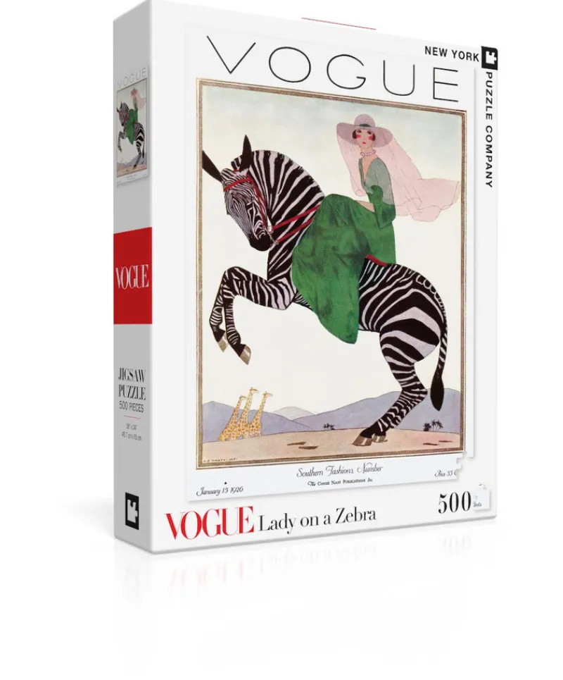 New York Puzzle Fashion | Birds & Wildlife | Lady on a Zebra 500 Piece Jigsaw Puzzle
