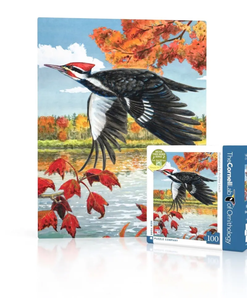 New York Puzzle Fall, Halloween & Thanksgiving | Birds & Wildlife | Pileated Woodpecker Mini 100 Piece Mini Puzzle
