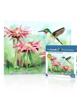 New York Puzzle Spring, Easter & Summer | Botanical, Garden & Farm | Ruby-throated Hummingbird Mini 100 Piece Mini Puzzle