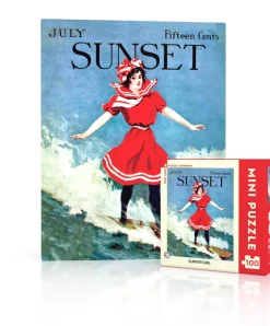 New York Puzzle Nautical, Coastal & Ocean Life | Surfer Girl Mini 100 Piece Mini Puzzle