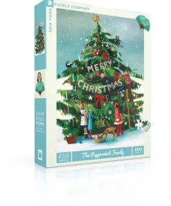 New York Puzzle Christmas & Winter | The Peppermint Family 1000 Piece Jigsaw Puzzle